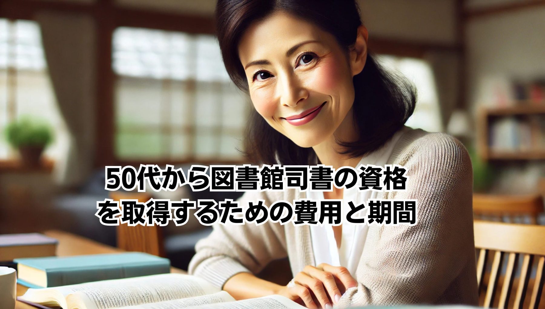 50代から図書館司書の資格 を取得するための費用と期間イメージ