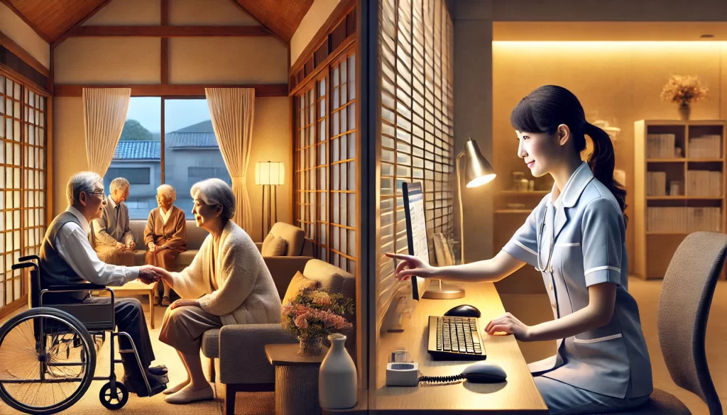 社会福祉士の働く場所：高齢者施設や保健センターイメージ
